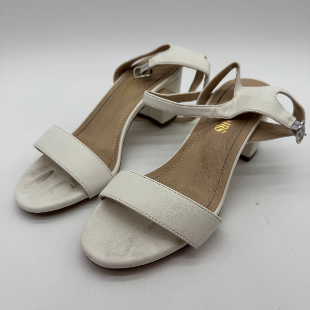 DREAM PAIRS Block Heel Sandals Women's 6.5 Off White Ankle Strap Dress Shoes